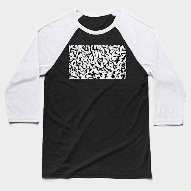 Abstract Black and Off White Camo Pattern Baseball T-Shirt by badlydrawnbabe